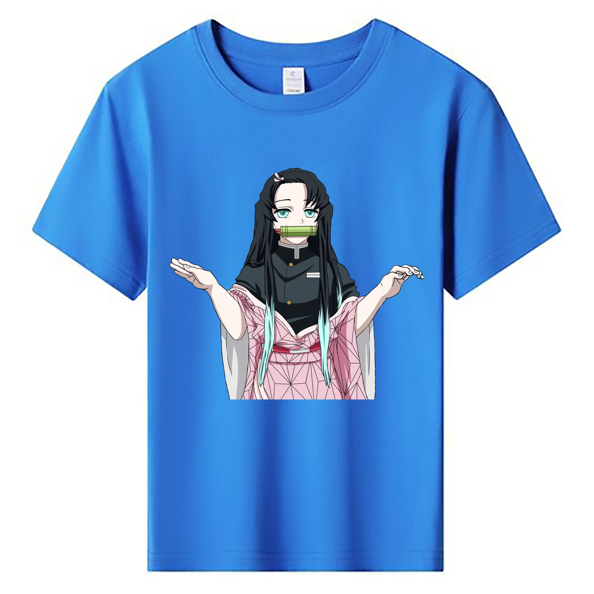 （画像用） 鬼滅の刃（きめつのやいば）竈門 禰󠄀豆子／かまど ねずこ Kamado Nezuko 綿100％キッズTシャツ（フロントプリント）